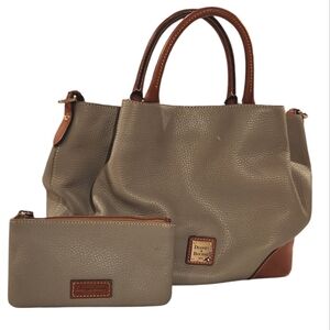 Dooney & Bourke | Brenna Gray Pebble Leather Purse & Zippered Pouch Bundle